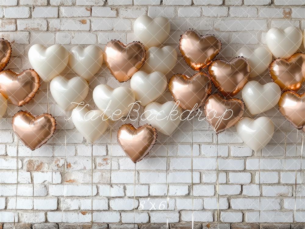 Kate Valentine's Day Backdrop White Brick Balloon Wall Designed by Mini MakeBelieve