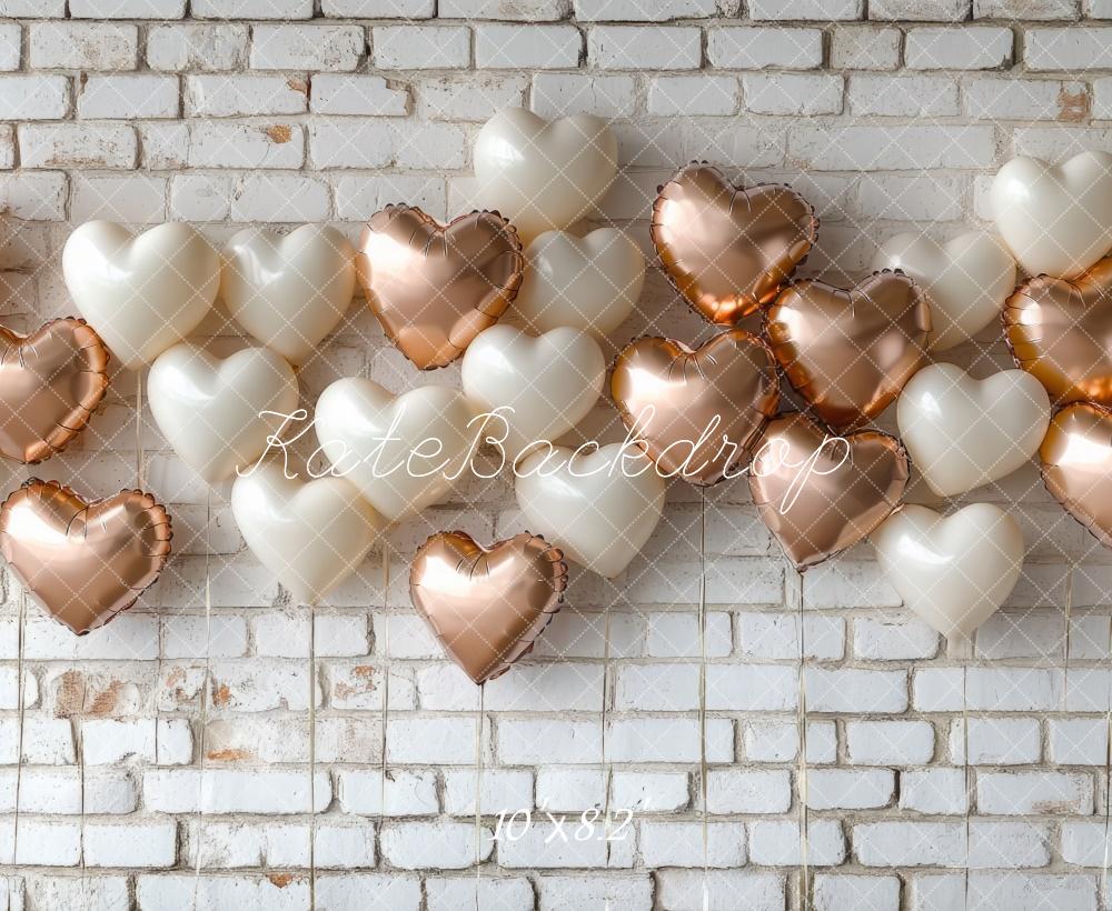 Kate Valentine's Day Backdrop White Brick Balloon Wall Designed by Mini MakeBelieve