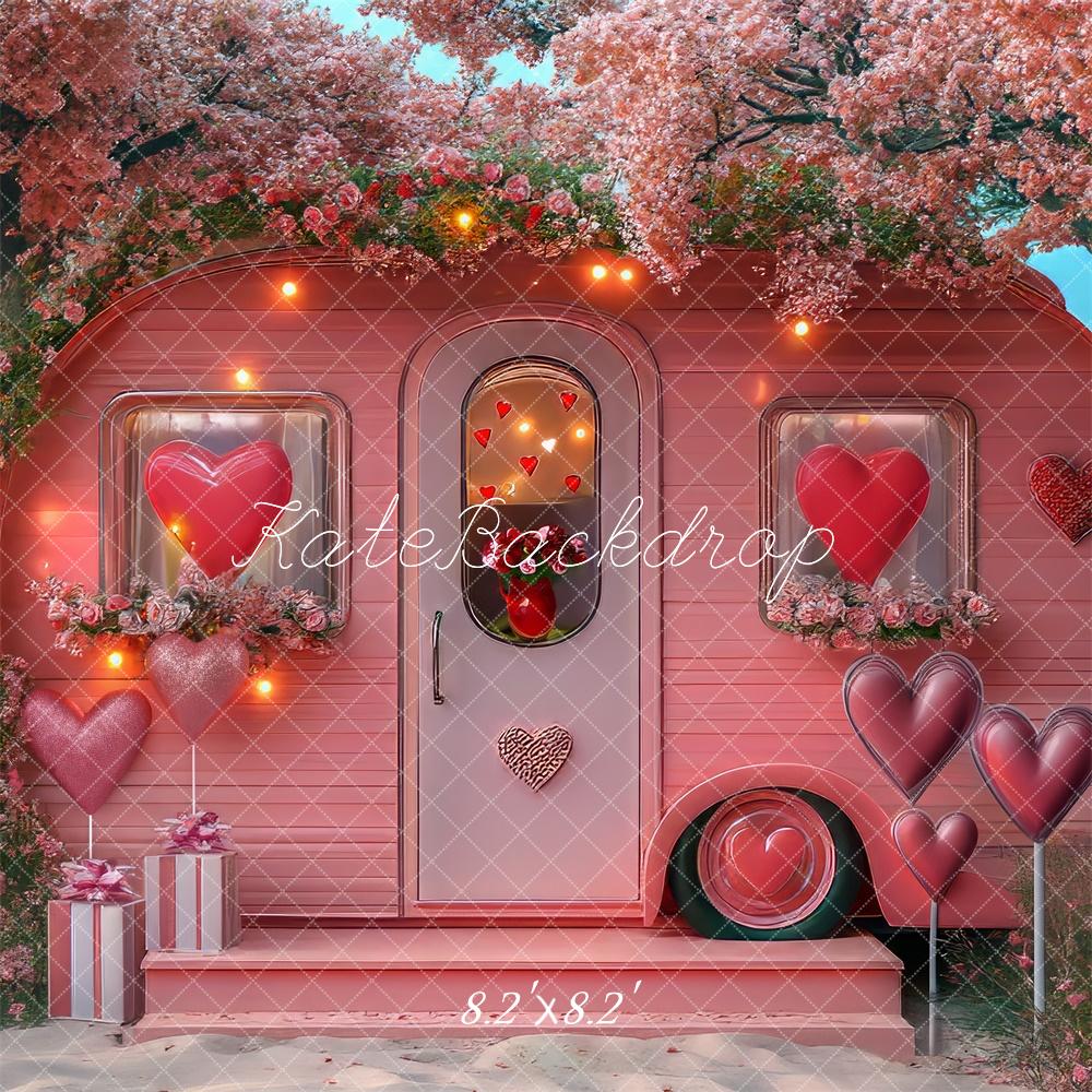 Kate Valentine's Day Beach RV Pink Backdrop Designed by Mini MakeBelieve