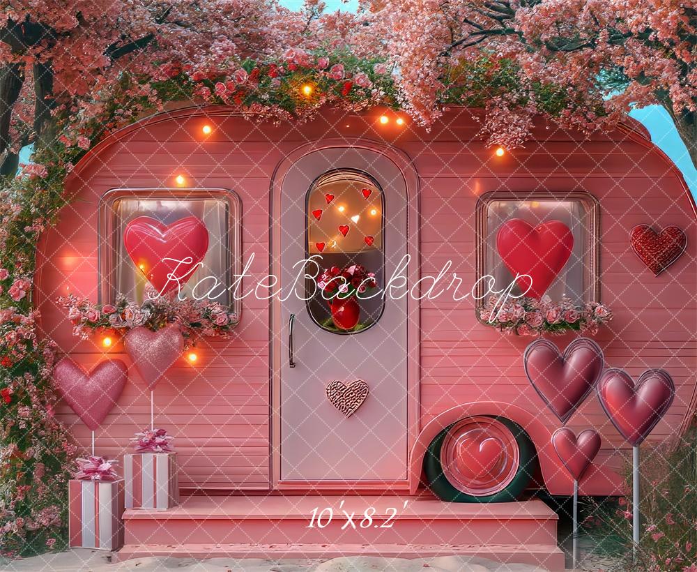 Kate Valentine's Day Beach RV Pink Backdrop Designed by Mini MakeBelieve