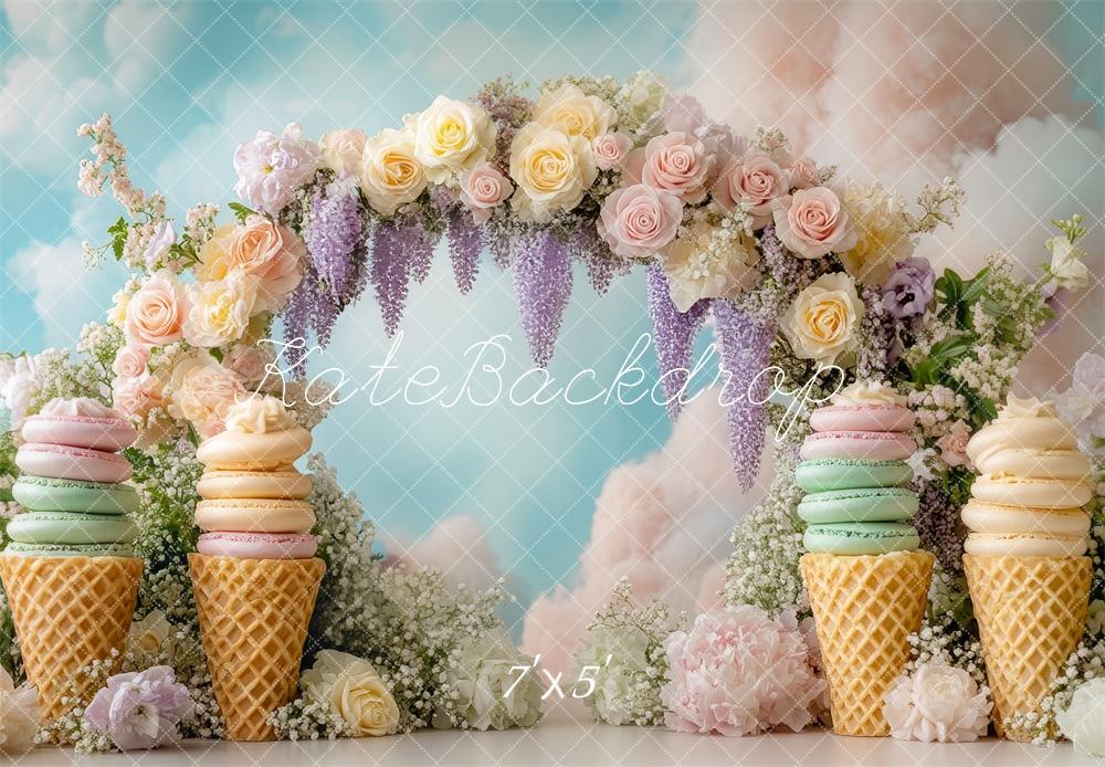 Kate Floral Arch Ice Cream Backdrop Cake Smash Birthday Designed by Mini MakeBelieve