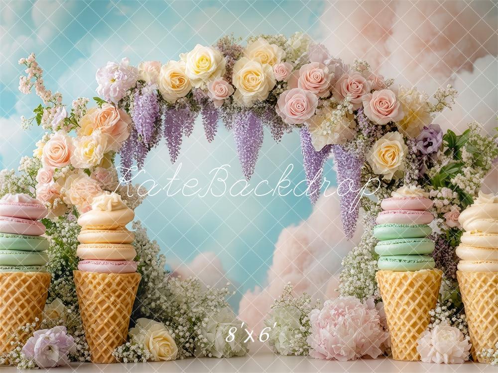 Kate Floral Arch Ice Cream Backdrop Cake Smash Birthday Designed by Mini MakeBelieve