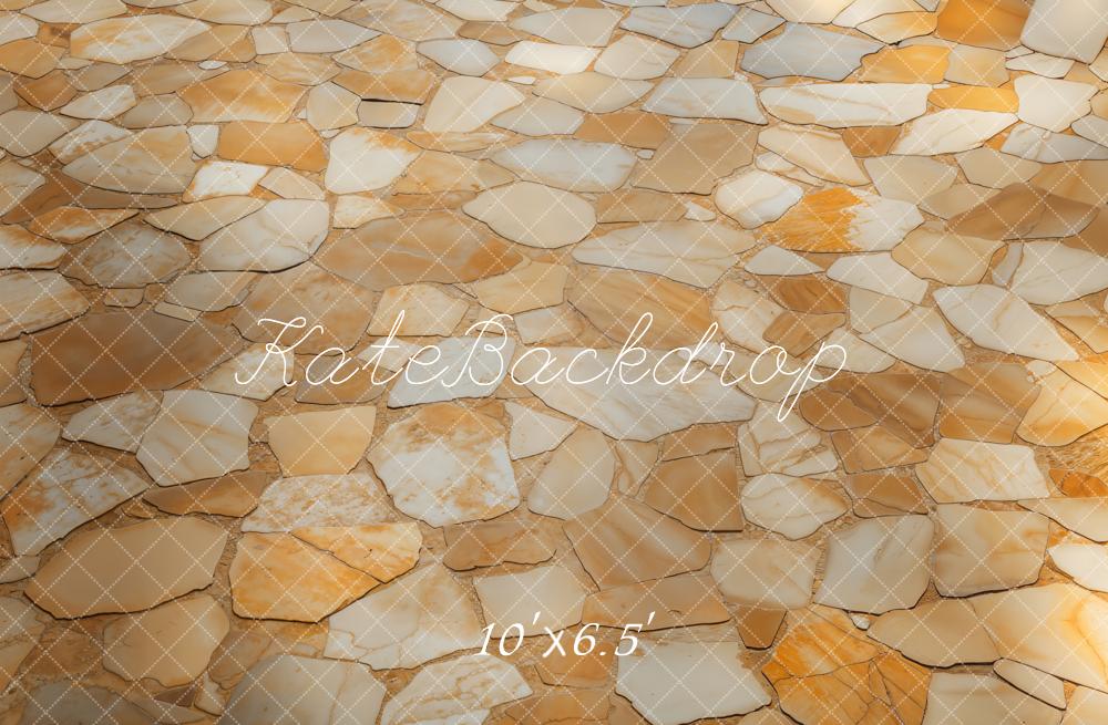 Kate Yellow Brown Stone mosaic Backdrop Designed by Kate Image