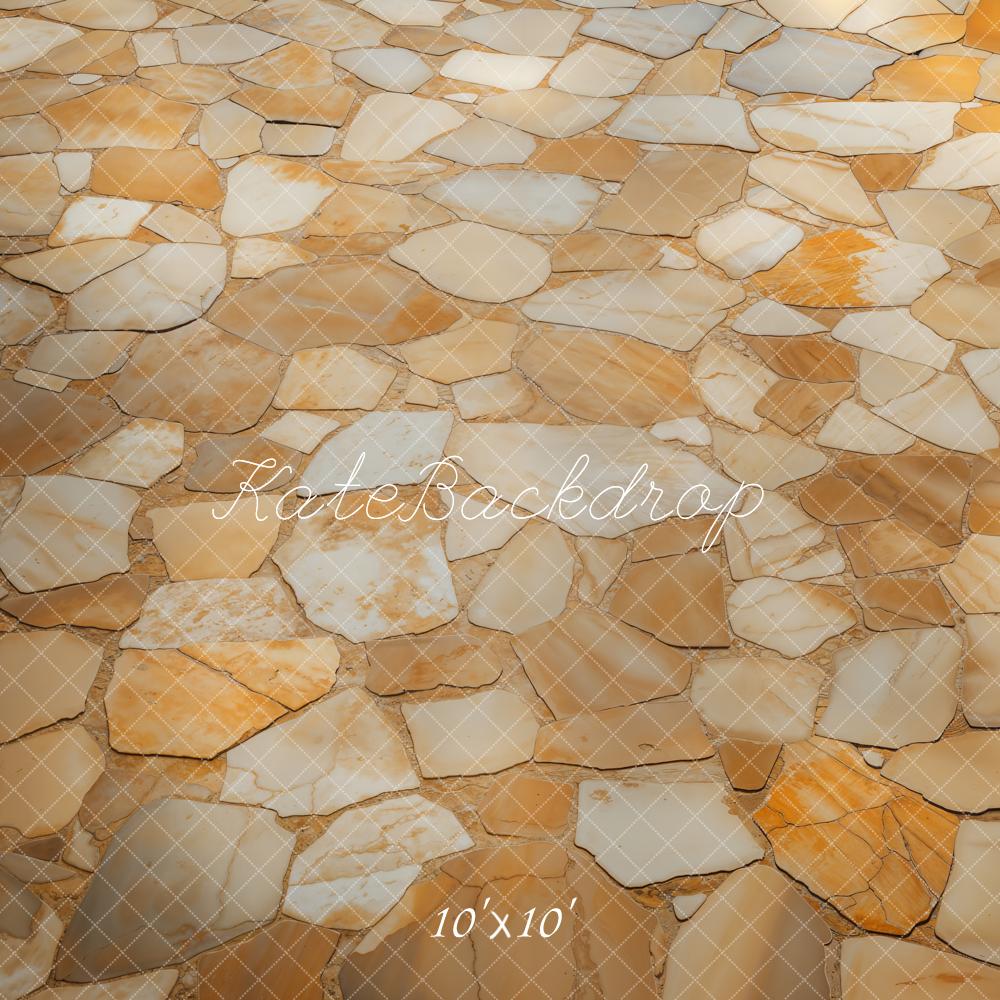 Kate Yellow Brown Stone mosaic Backdrop Designed by Kate Image