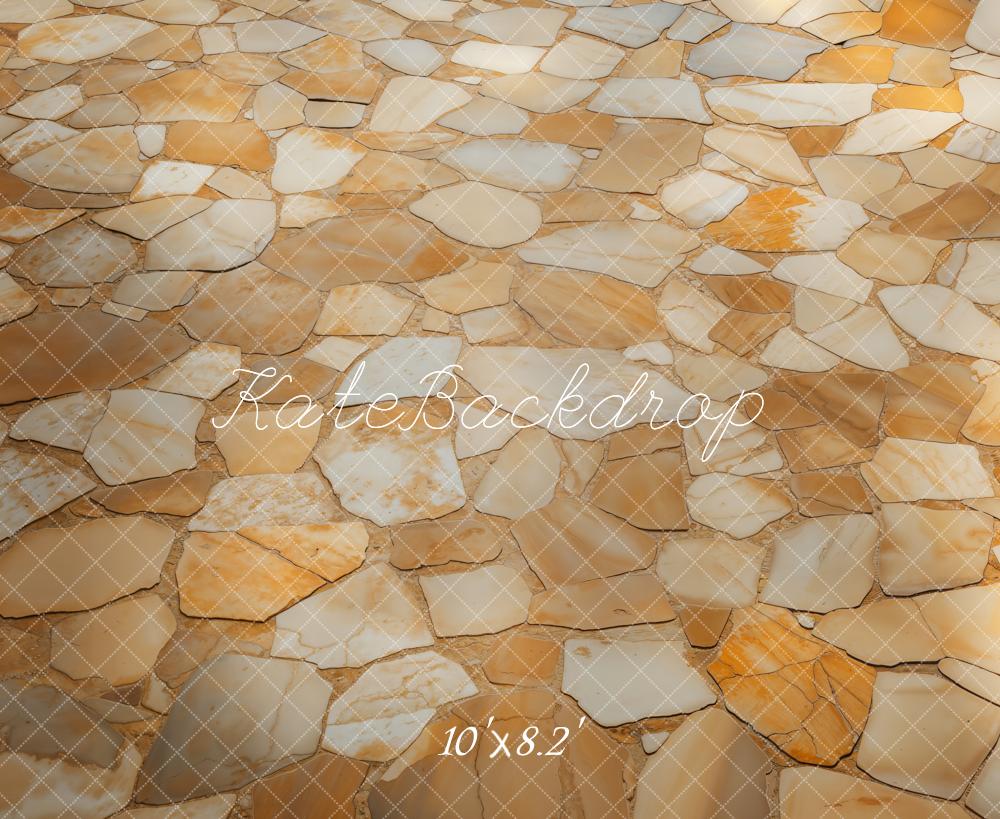 Kate Yellow Brown Stone mosaic Backdrop Designed by Kate Image