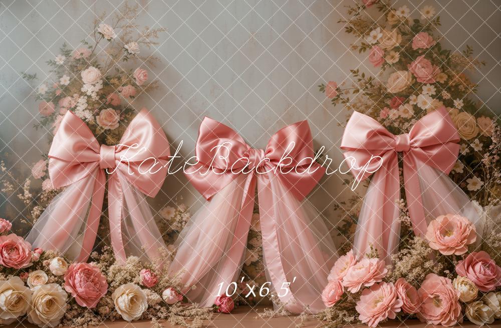 Kate Pink Flower Bow Backdrop Designed by Emetselch