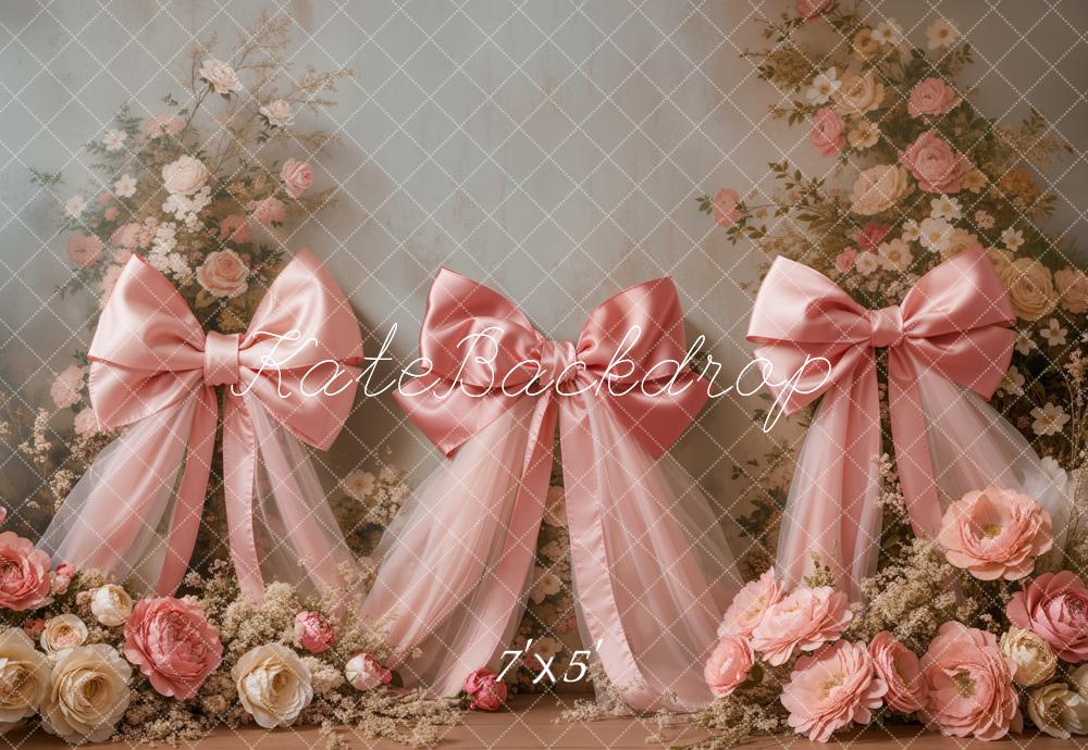 Kate Pink Flower Bow Backdrop Designed by Emetselch