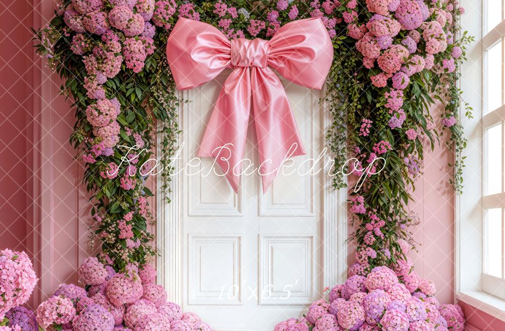 AUSALE Kate Spring Backdrop Pink Bow Hydrangea Designed by Emetselch