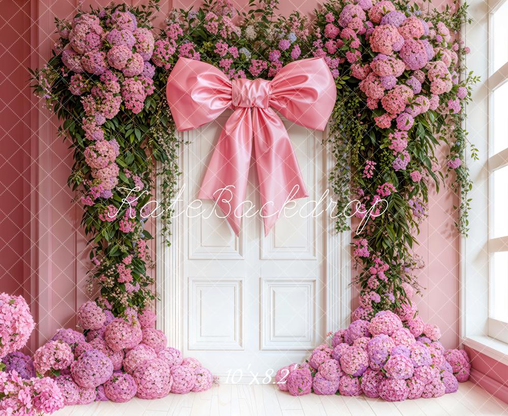 AUSALE Kate Spring Backdrop Pink Bow Hydrangea Designed by Emetselch