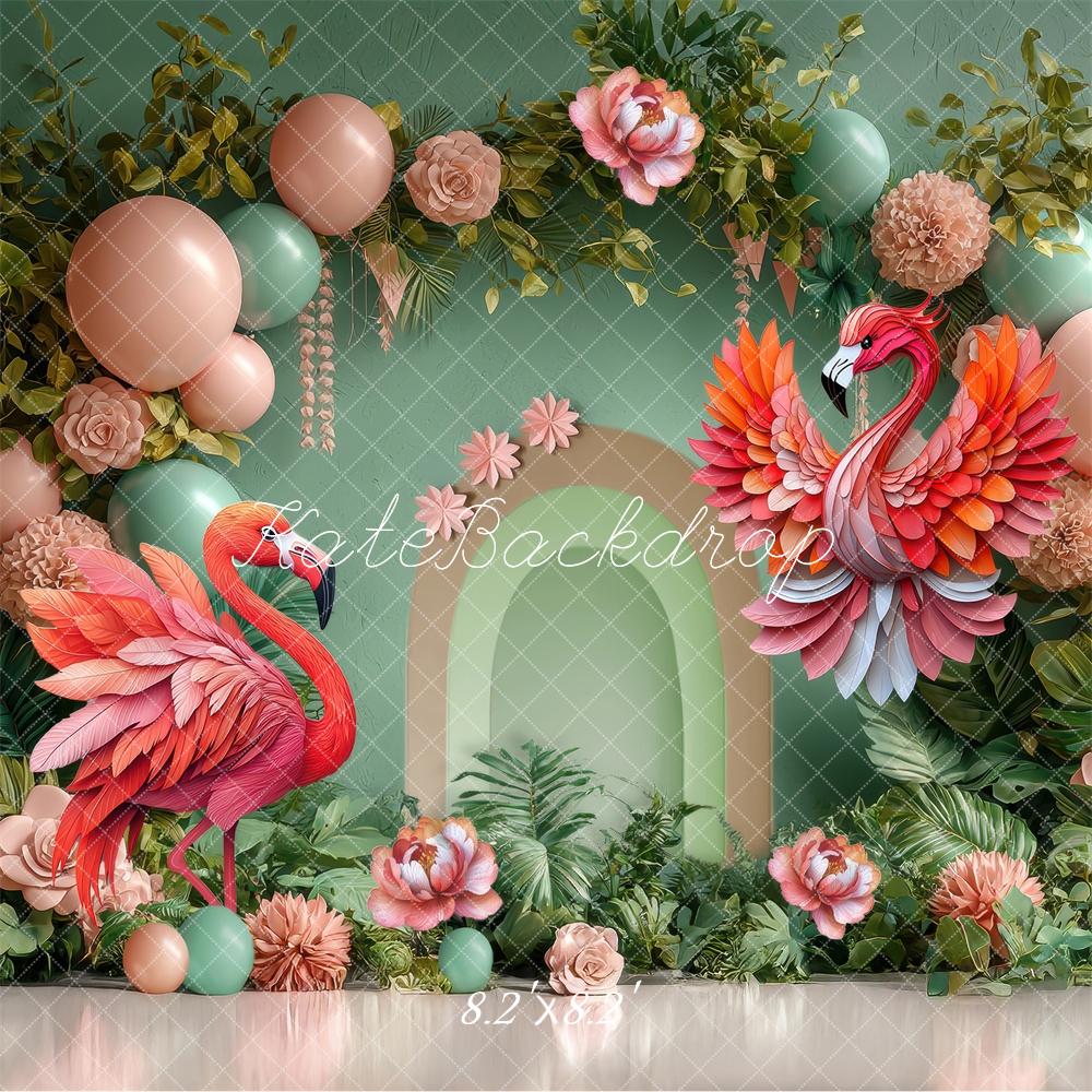 Kate Flamingo Party Backdrop Cake Smash Designed by Laura Bybee