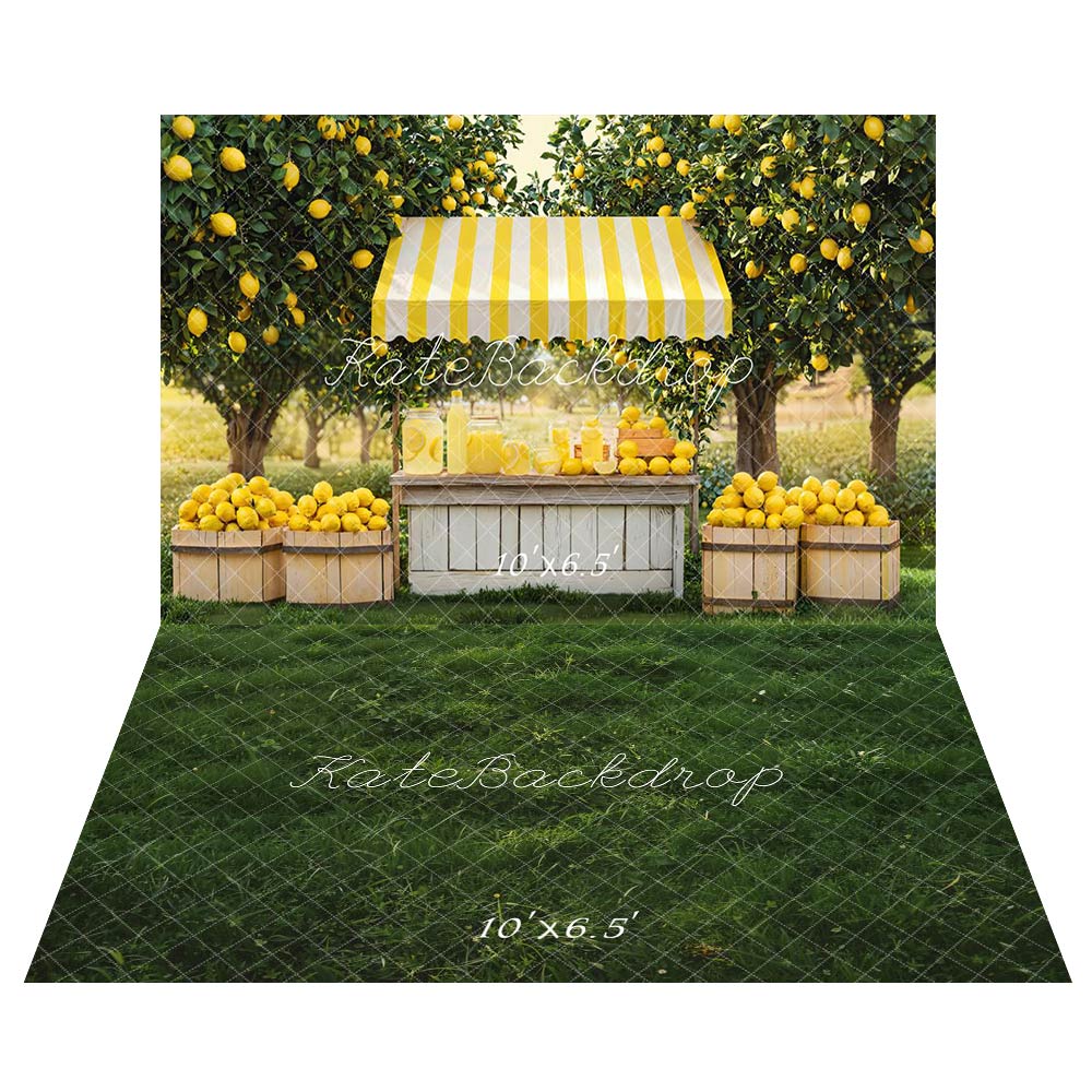 Kate Lemon Stand Orchard Backdrop+Green Grass Floor Backdrop