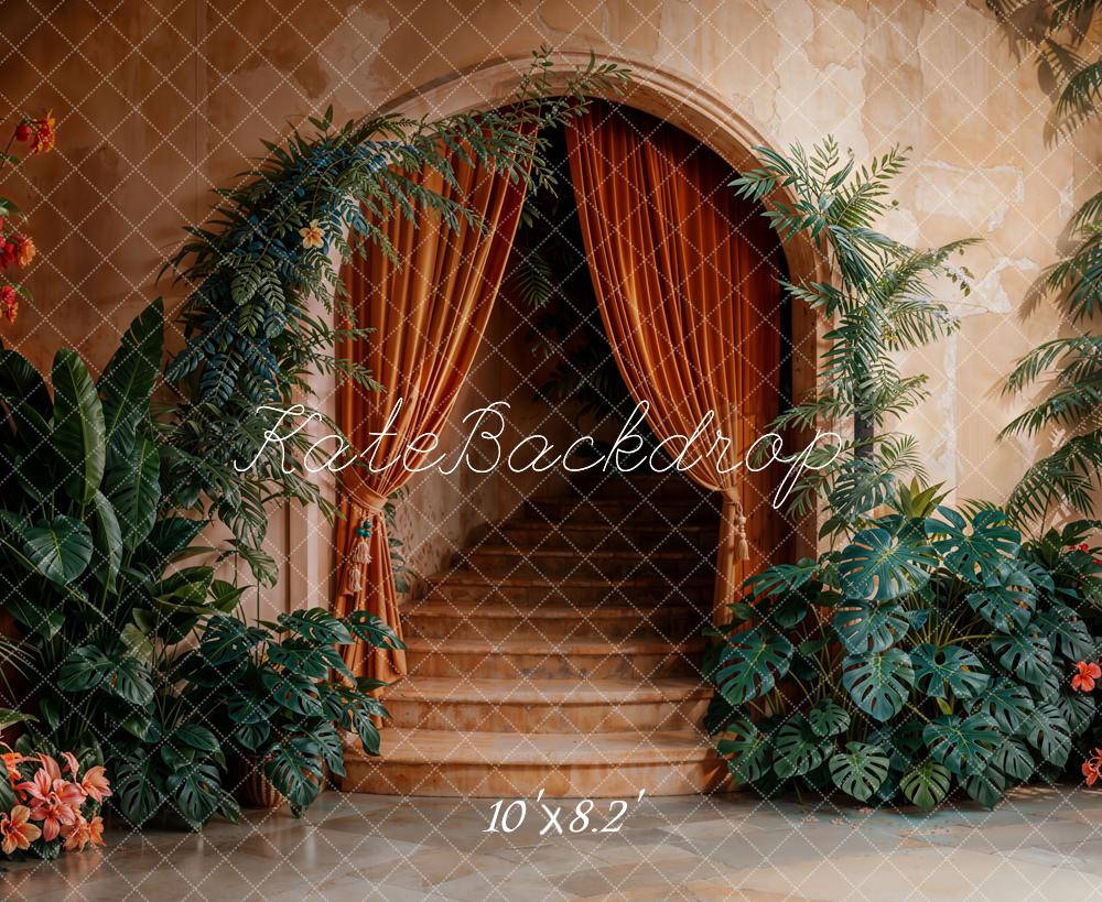 Kate Arch Cascading Stairs Plants Backdrop Designed by Emetselch