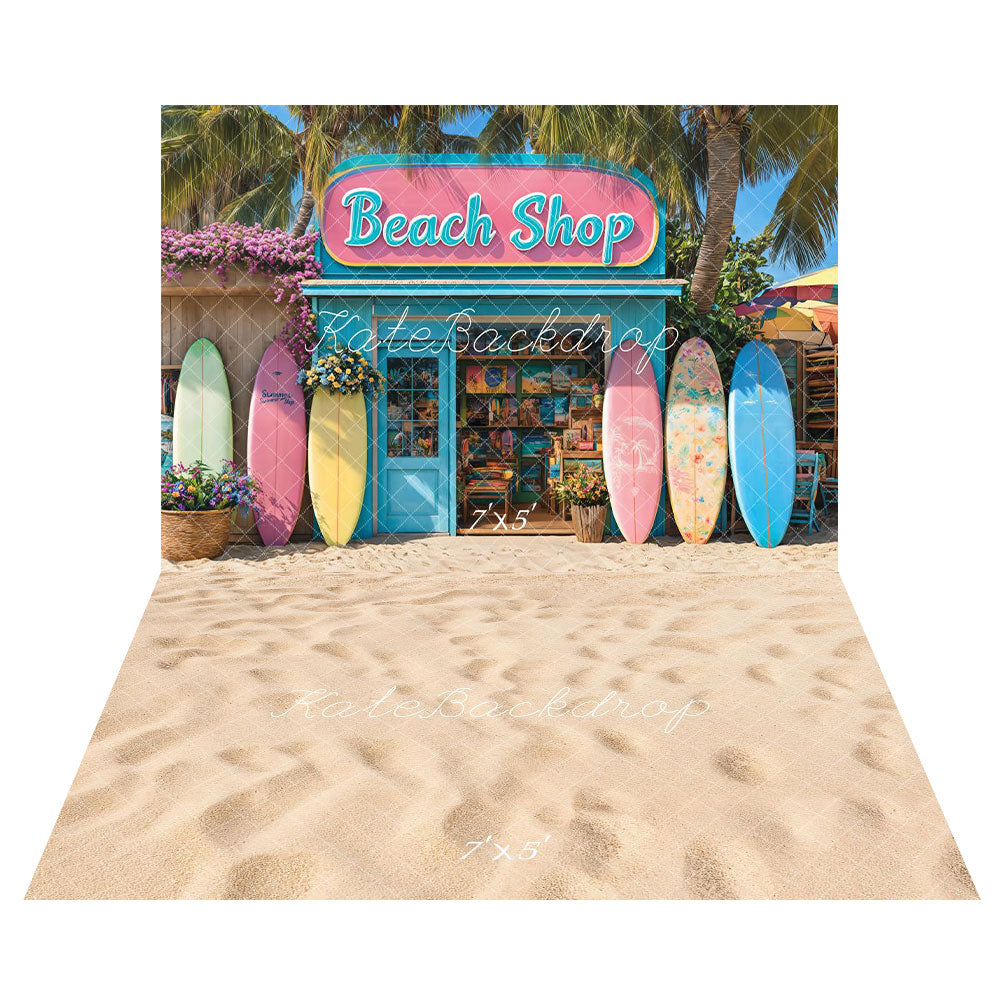 Kate Beach Shop Surfboard Backdrop+Sand Floor Backdrop for Photography