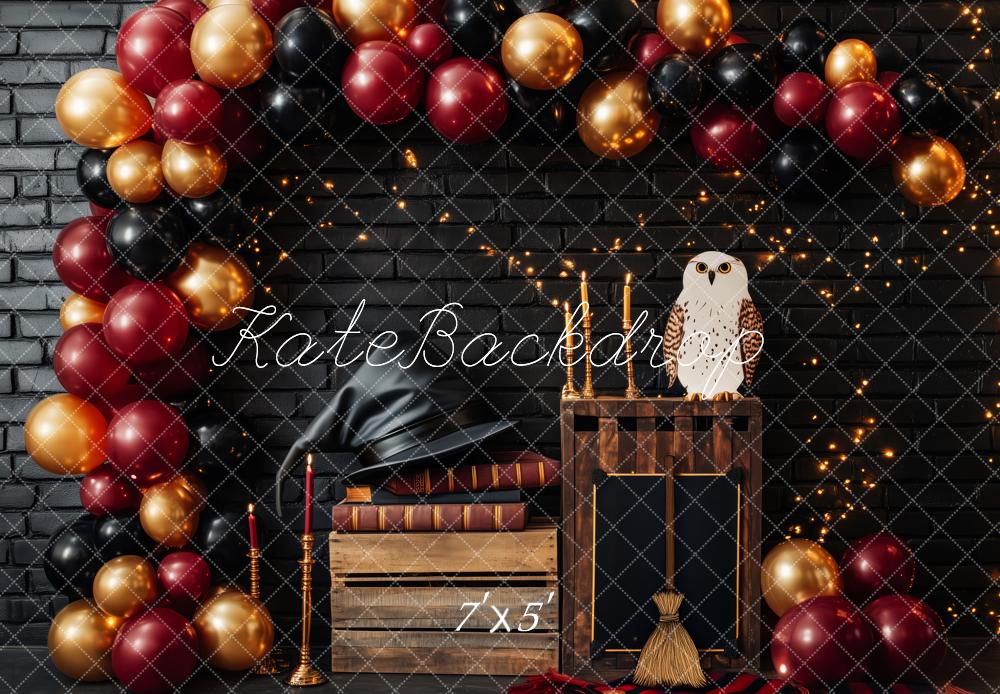 Kate Magic Black Brick Wall Balloon Owl Backdrop Designed by Patty Roberts