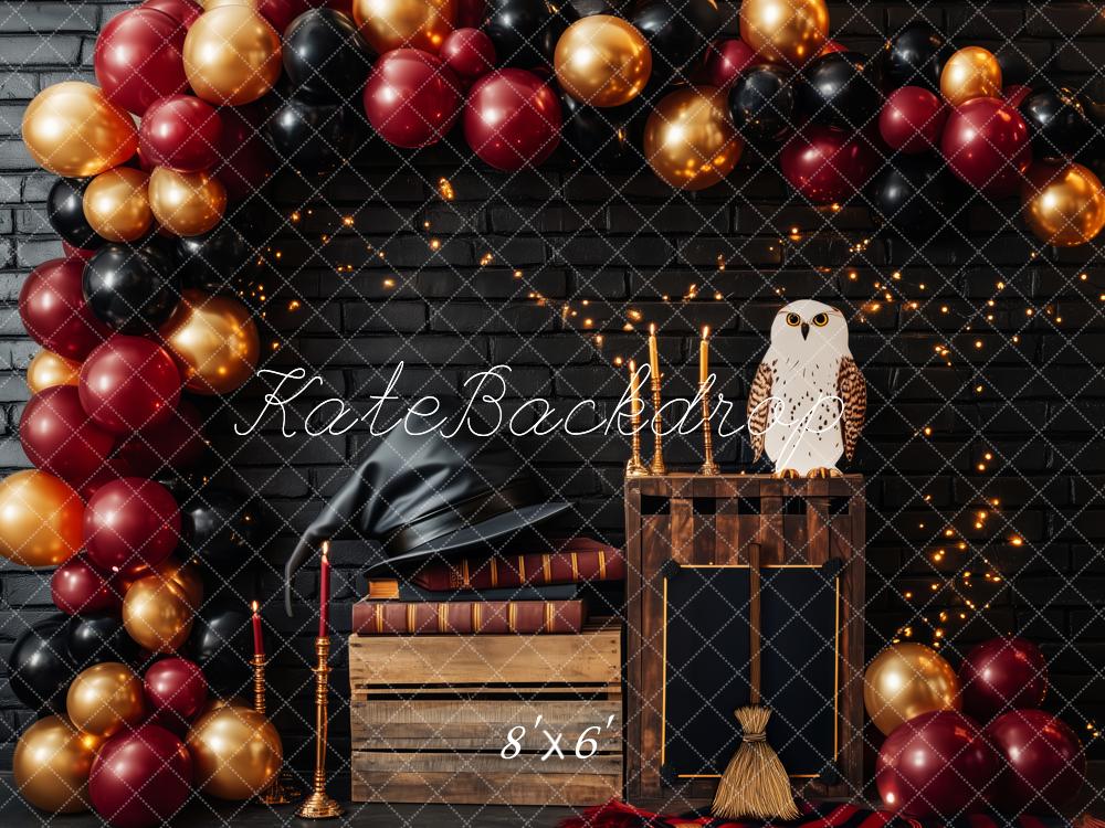 Kate Magic Black Brick Wall Balloon Owl Backdrop Designed by Patty Roberts