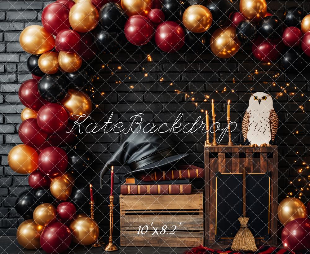 Kate Magic Black Brick Wall Balloon Owl Backdrop Designed by Patty Roberts