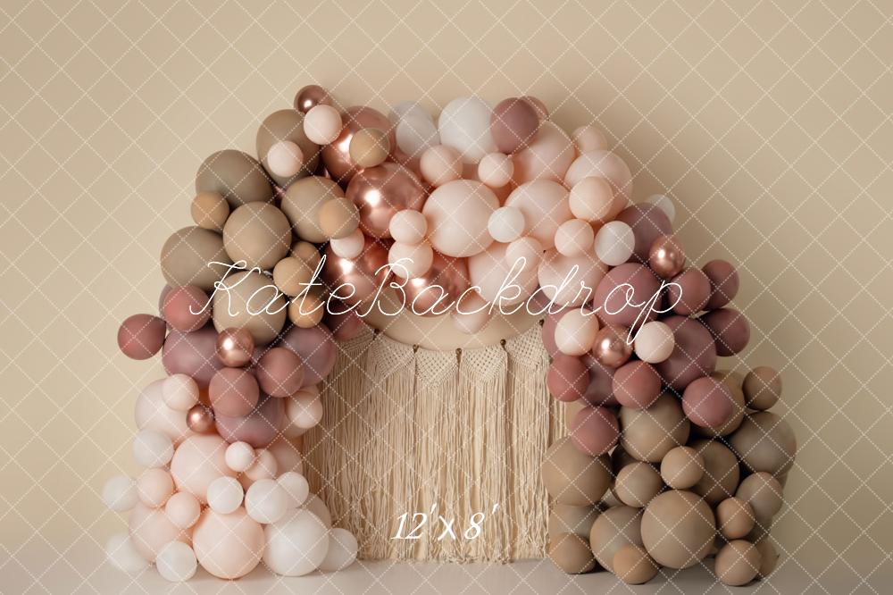 Kate Matte Balloon Arch Fleece Backdrop Macrame Designed by Mandy Ringe Photography