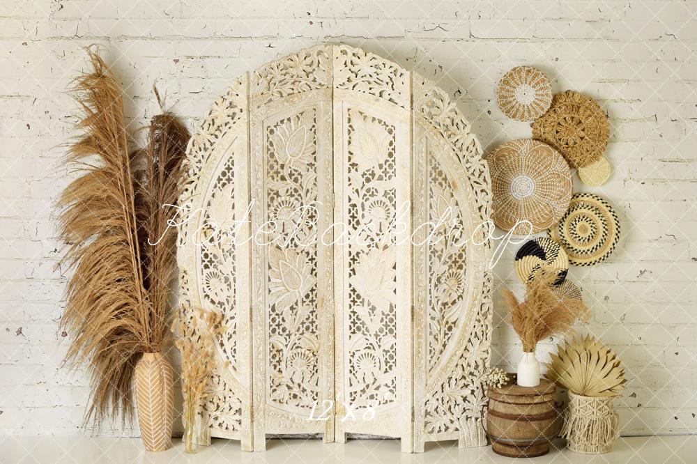 Kate Boho Screen with Pampas Grass Fleece Backdrop Designed by Mandy Ringe Photography