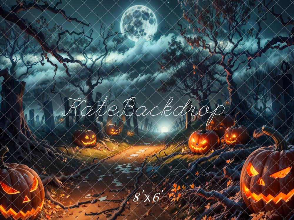 Kate Fleece Halloween Night Moon Backdrop Designed by Emetselch