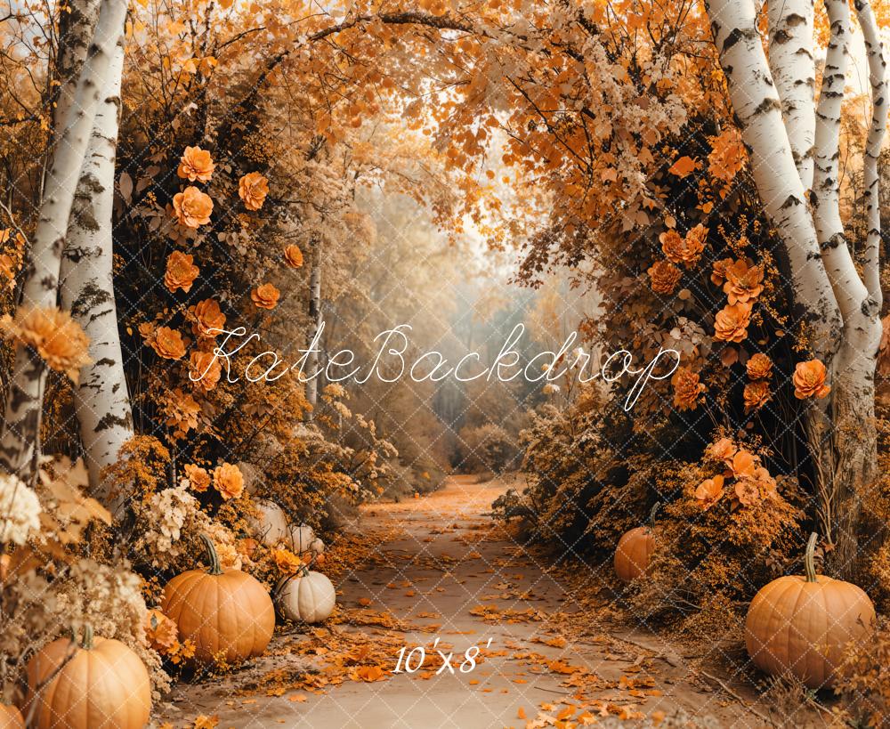 Kate Fleece Autumn Forest Pumpkin Backdrop Designed by Emetselch