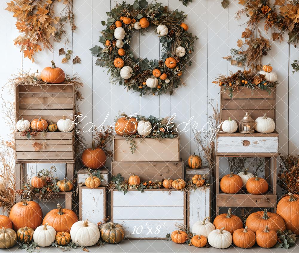 Kate Fleece Fall Pumpkins Backdrop Designed by Emetselch