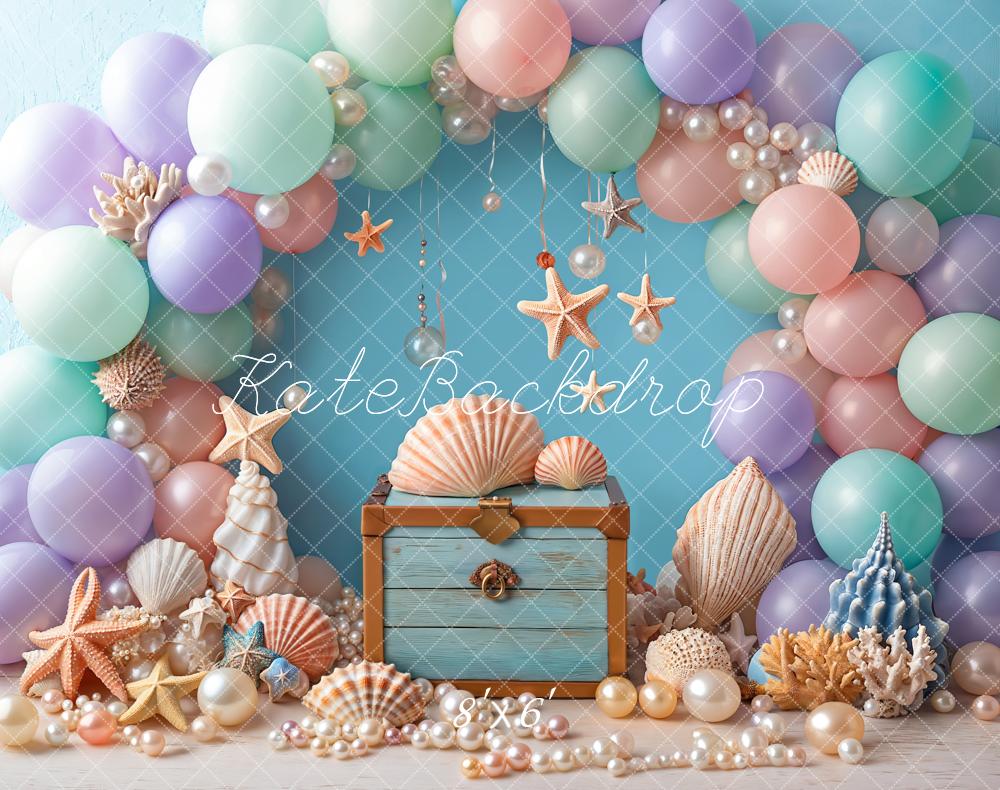 Kate Fleece Pearl Balloon Shell Mermaid Backdrop Designed by Emetselch