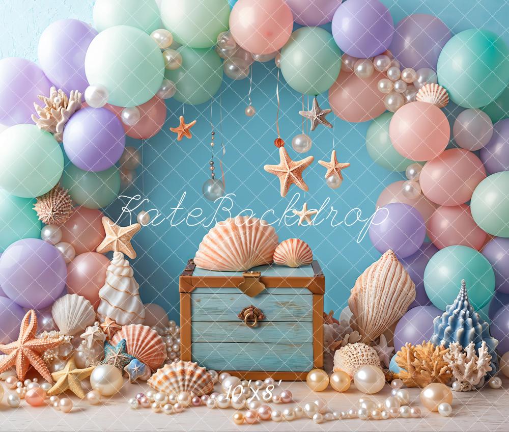 Kate Fleece Pearl Balloon Shell Mermaid Backdrop Designed by Emetselch