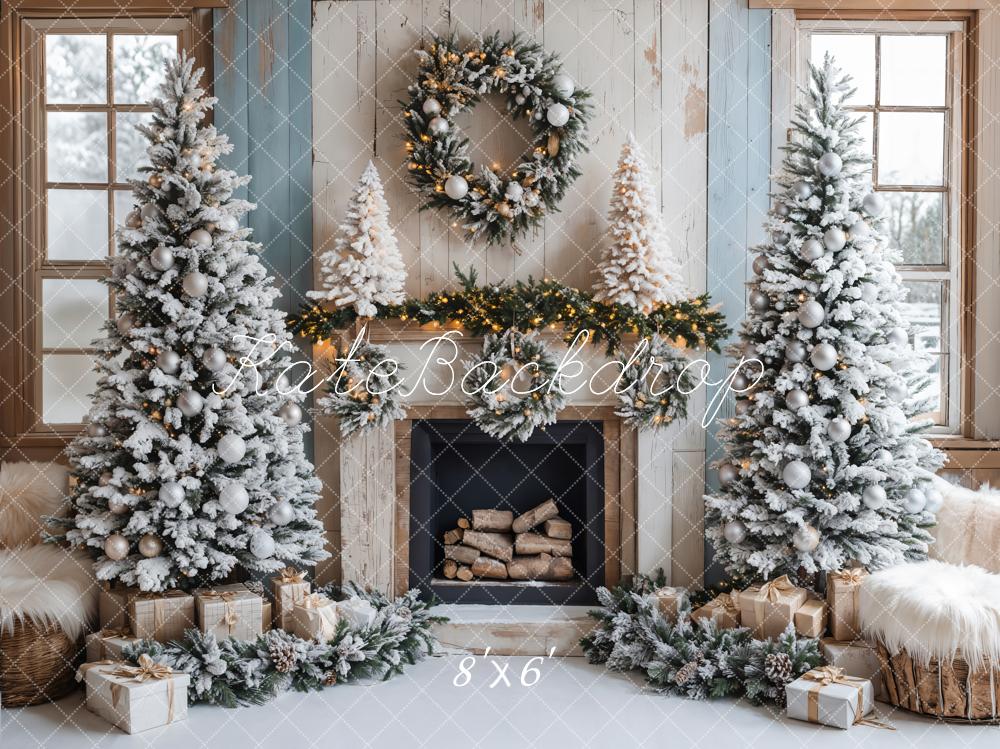 Kate Christmas Tree Fireplace Winter Backdrop Designed by Emetselch