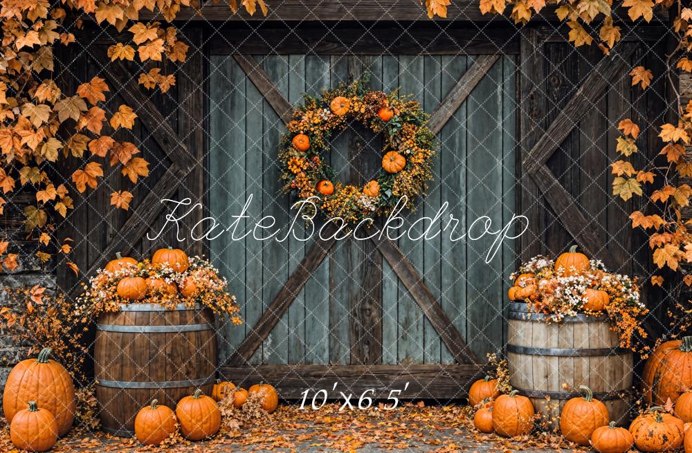 Kate Fall Pumpkin Barn Door Backdrop Designed by Emetselch