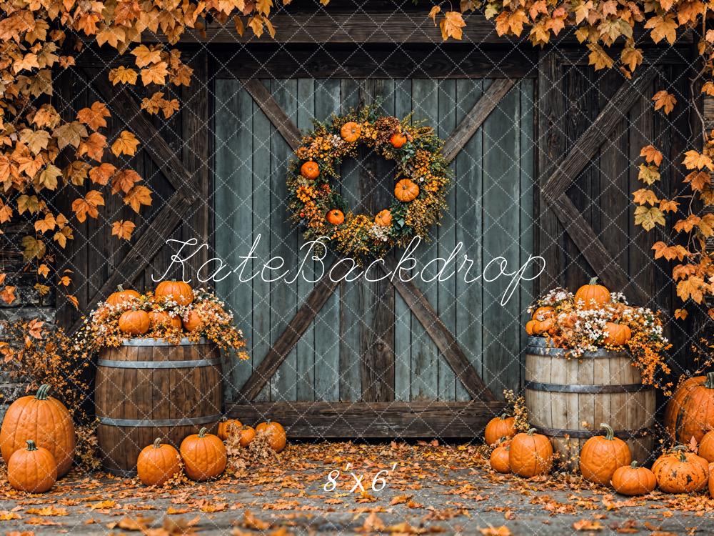 Kate Fall Pumpkin Barn Door Backdrop Designed by Emetselch