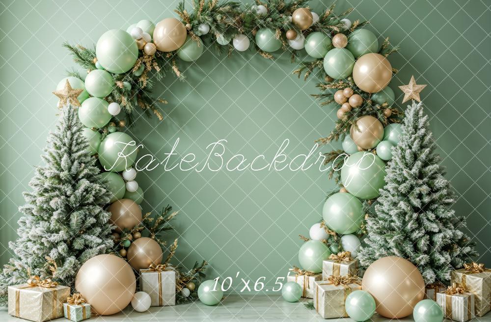 Kate Fleece Green Christmas Tree Balloon Backdrop Designed by Emetselch