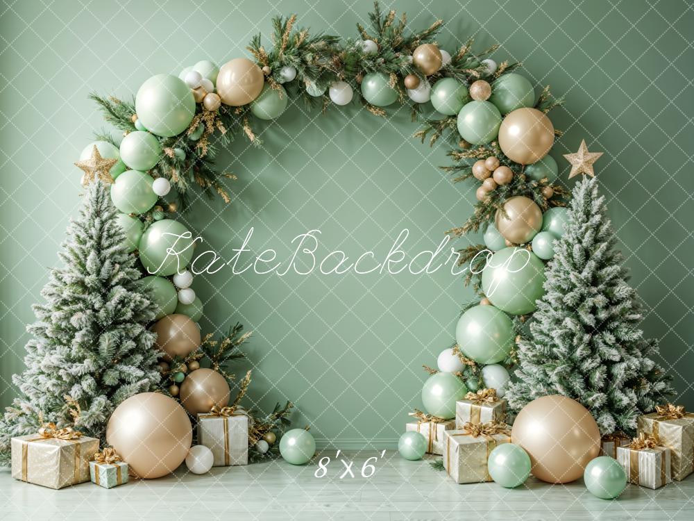 Kate Fleece Green Christmas Tree Balloon Backdrop Designed by Emetselch