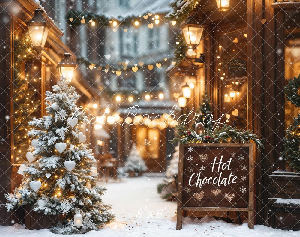 Kate Fleece Christmas Hot Chocolate Shop Backdrop Designed by Emetselch