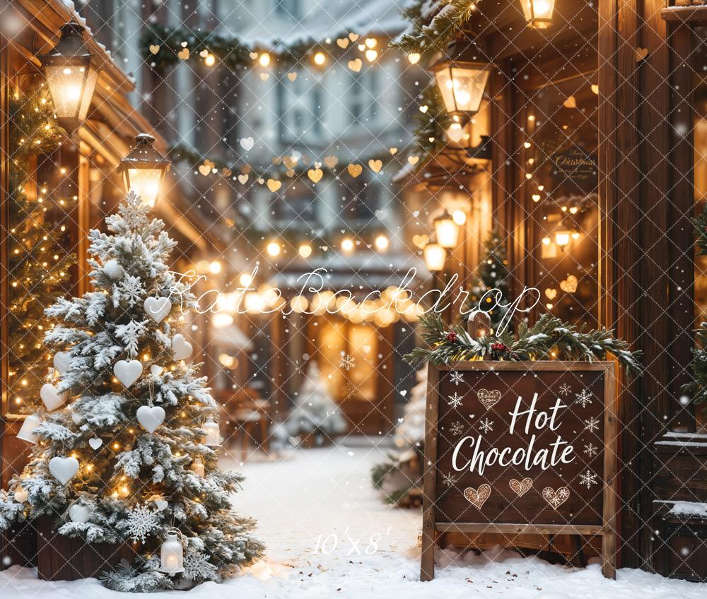 Kate Fleece Christmas Hot Chocolate Shop Backdrop Designed by Emetselch