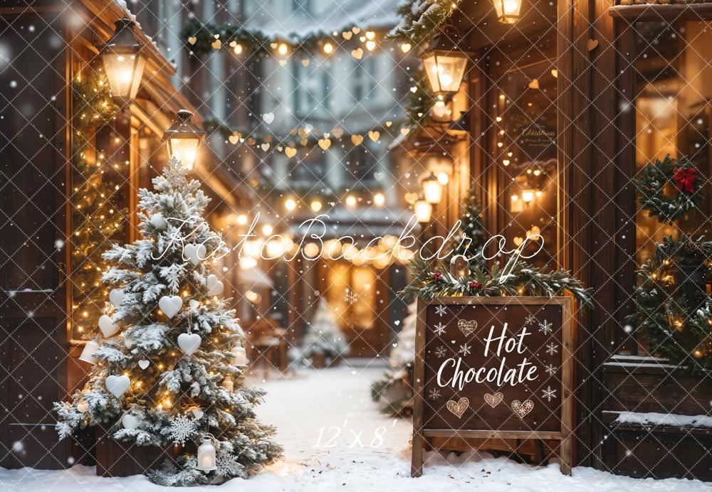 Kate Fleece Christmas Hot Chocolate Shop Backdrop Designed by Emetselch