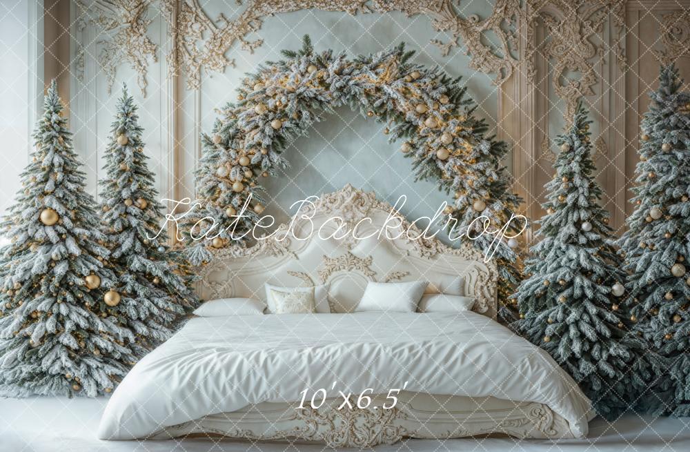 Kate Fleece Christmas Headboard White Retro Bed Backdrop Designed by Emetselch