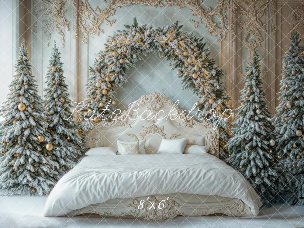 Kate Fleece Christmas Headboard White Retro Bed Backdrop Designed by Emetselch