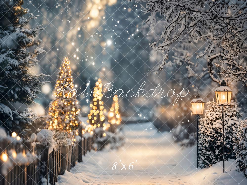 Kate Fleece Christmas Winter Snow Bokeh Backdrop Designed by Emetselch