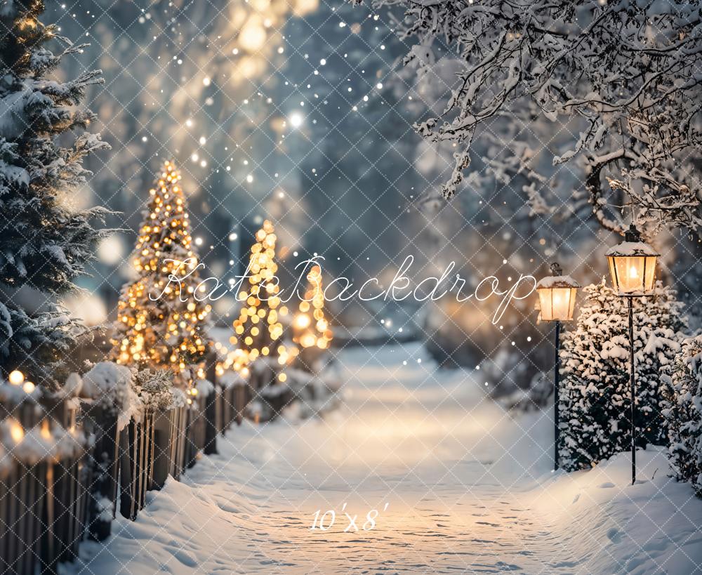 Kate Fleece Christmas Winter Snow Bokeh Backdrop Designed by Emetselch