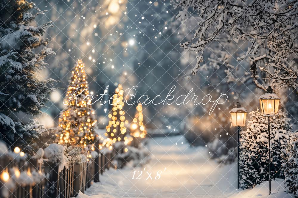 Kate Fleece Christmas Winter Snow Bokeh Backdrop Designed by Emetselch