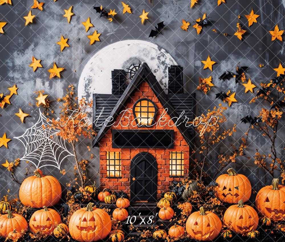 Kate Fleece Halloween Pumpkin Moon Backdrop Designed by Emetselch