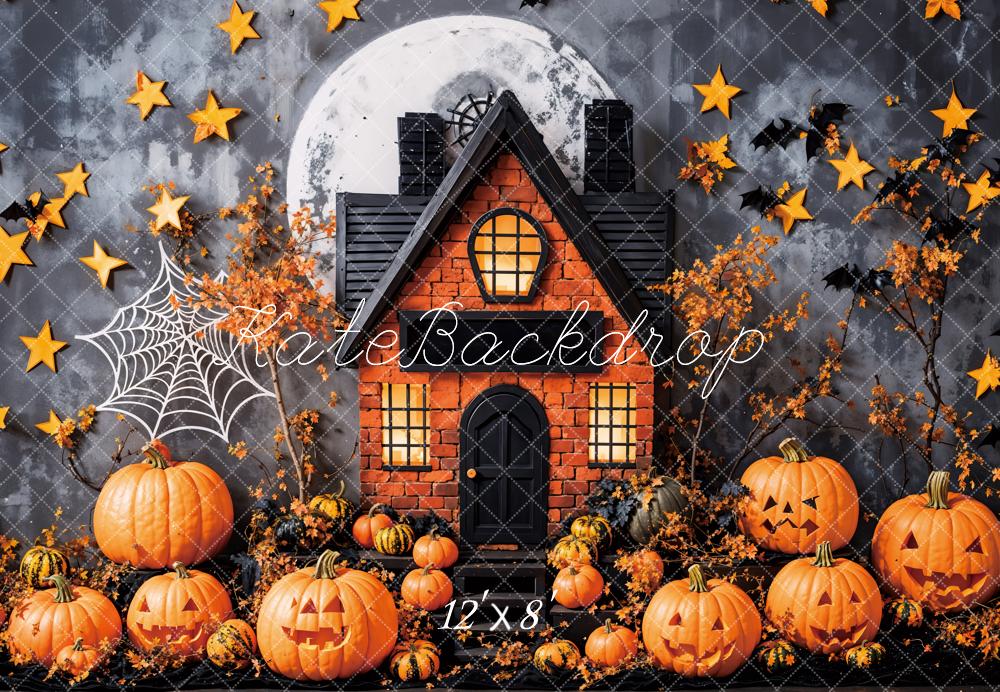 Kate Fleece Halloween Pumpkin Moon Backdrop Designed by Emetselch