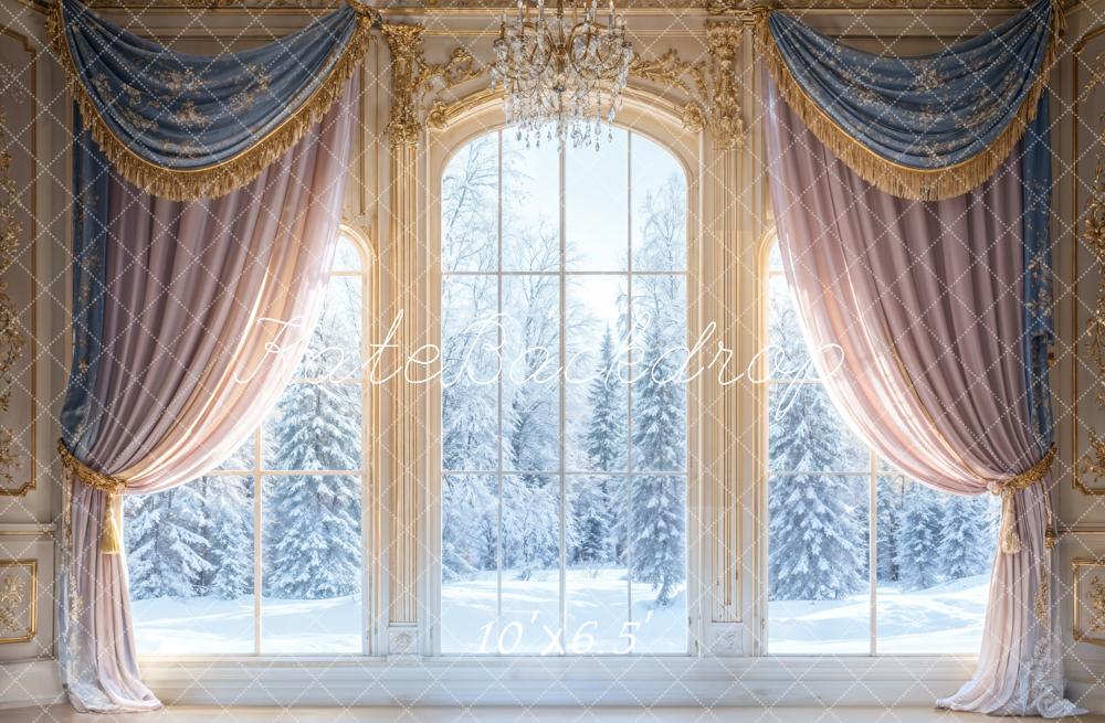 Kate Fleece Winter Outside Window Forest Backdrop Designed by Emetselch