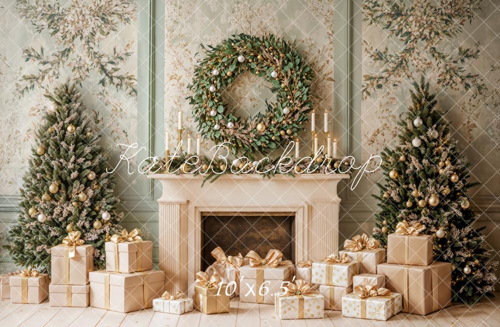 Kate Fleece Christams Fireplace Gift Retro Backdrop Designed by Emetselch