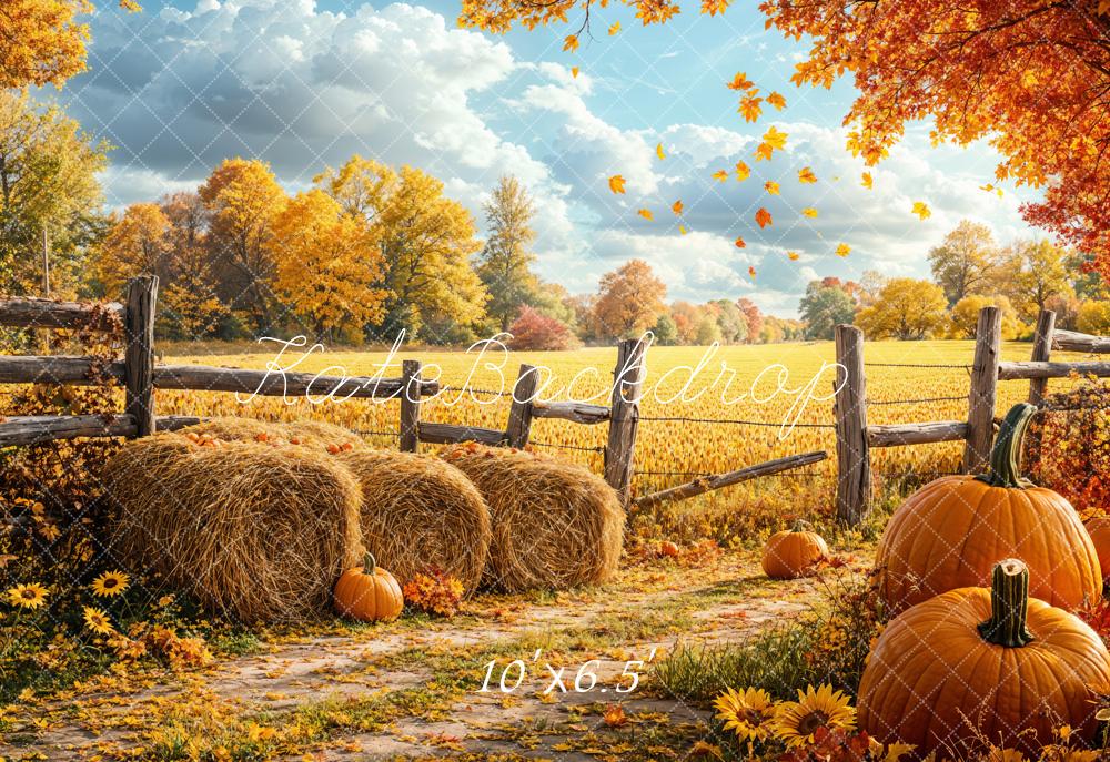 Kate Fleece Fall Harvest Pumpkin Field Backdrop Designed by Emetselch