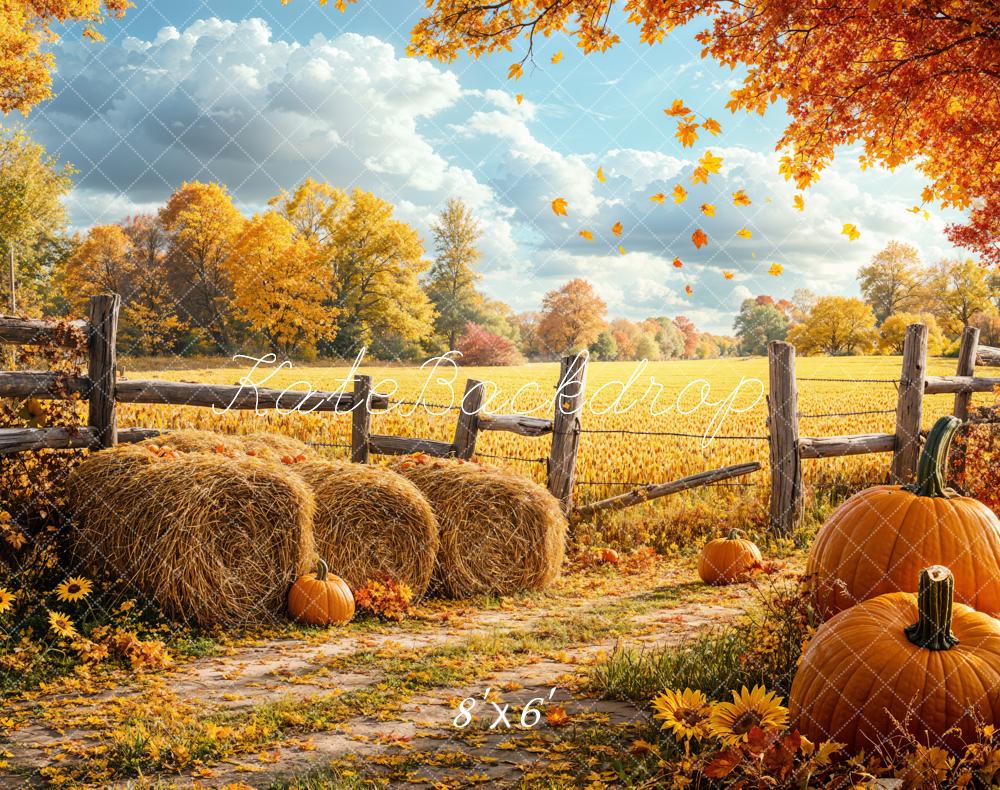 Kate Fleece Fall Harvest Pumpkin Field Backdrop Designed by Emetselch