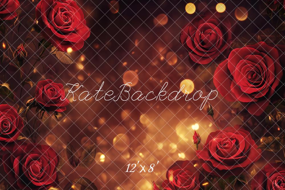 Kate Valentine's Day Roses Bokeh Backdrop Designed by Emetselch