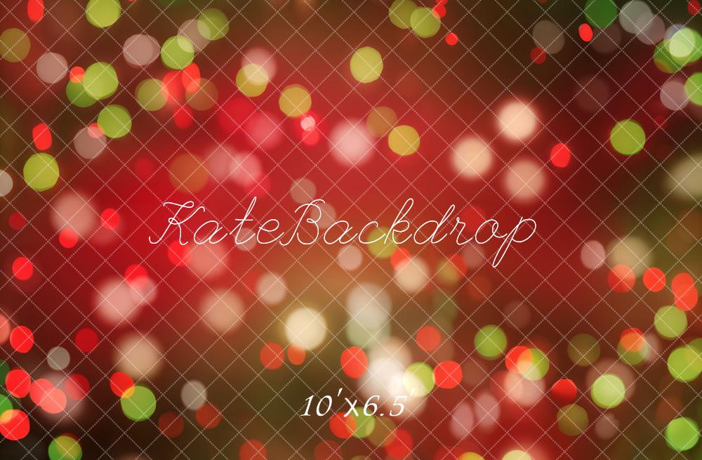 Kate Fleece Red Green Bokeh Lights Backdrop Designed by Emetselch