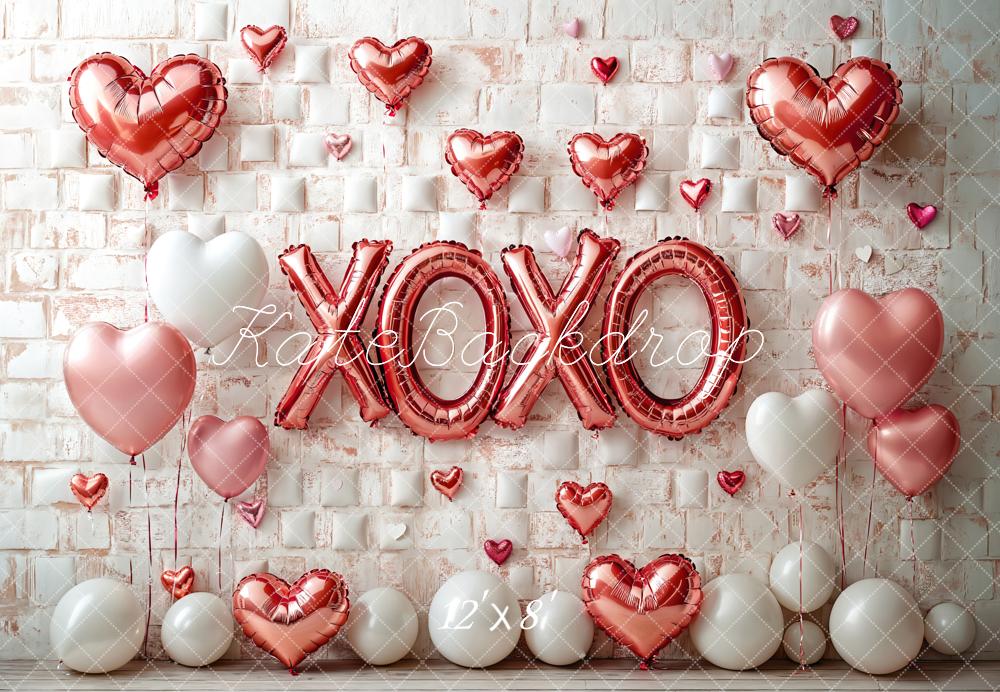 Kate Fleece Valentine's Day Heart Balloon Backdrop Designed by Emetselch