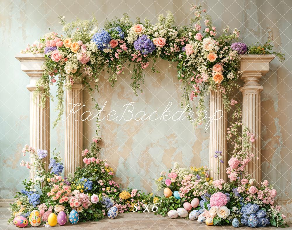 Kate Easter Colorful Flower Retro Arch Backdrop Designed by Emetselch